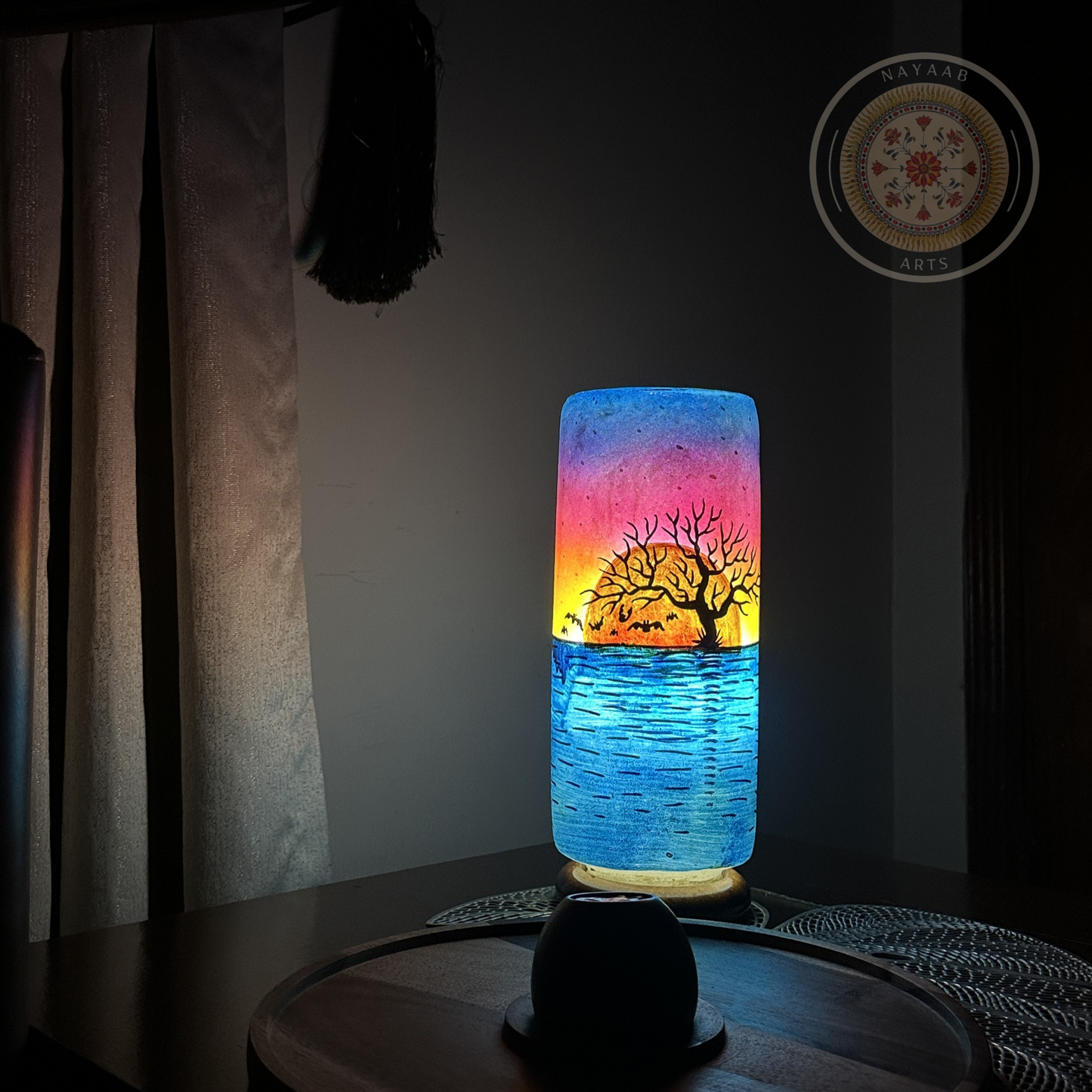Camel Skin Glass Shaped Lamp